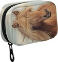 Fustyad Beautiful Bruin Paard met Long Mane Pill Organizer Case met Zipper 2 keer een dag voor vitamine en supplement, 7 dagen reisorganisator geneeskunde geval