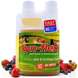 Synflex Liquid Glucosamine Original Formula - Chondroitin, Vitaminen, Mineralen - Drink Supplement voor mannen en vrouwen, helpt ondersteuning Joint & Cartilage Health - Berry Flavor, 32 dagen levering