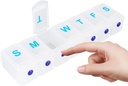 Extra Large Weekly Pillen Organisator 1 keer per dag, Travel Pill Box 7 Dag, Portable Pill Case met Push Button, Daily Pillen Dispenser voor Medicatie Vitaminen Visolie Supplementen