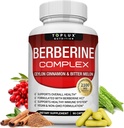 Toplux Berberine met Ceylon Cinnamon en Bitter Melon 2100mg - Hoge zuiverheid 97% HCL Berberine Supplement, Ondersteunt algemene gezondheid en immuunsysteem, niet-GMO Vegan 90 Capsules