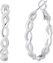 Senteria 925 Sterling zilveren oorbellen Hoepels voor vrouwen Lichtgewicht Twisted Hoop Oorbellen met Cubic Zirconia Hypoallergeen Hoops Oorbellen (20/30/40/50/60MM)