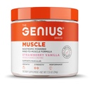 The Genius Brand Genius Muscle - Muscle Health Supplement for Growth, Endurance & Recovery - Non-Hormonal Formula - 6 Organic Paddestoelen - Naturally-Sweetened - 30 Servings - Aardbei Vanille
