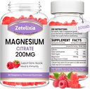 2 Pack Magnesium Citrate Gummies, Hoge Absorptie Magnesium Gummies voor Volwassenen, Spier & Tanden Ondersteuning, Vegan natuurlijke Raspberry Flavor 120 Cts