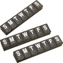 Wekelijkse pil Organisator - (Pack of 3) Extra grote vitamine container met Jumbo Gemakkelijk om brieven te lezen, BPA Gratis - Dagelijks reizen 7 dagen Medicatie pil doos, (Zwart)