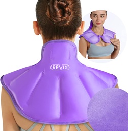 REVIX Schouder Ice Pack Herbruikbaar Large Neck Schouder Ice Pack Wrap voor bovenrug vermoeidheid, verzachtende ongemak en vermoeidheid, paars
