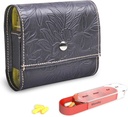 Pill Organizer,LIZIMANDU Weekly Travel Pill Case Box Medicatie Herinnering Dagelijks AM PM, Dag Nacht 7 Compartments,voor 4 Times A Day, 7 Days a Week-Includes Leren PU Carrying Case(1-Carved Black)