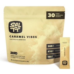 SALTT Electrolytes Poeder Gearomatiseerde Drank Mix - Caramel Vibes - 30 Hydration Packets - Magnesium, Kalium, Natrium, Trace Minerals - Zero Sugar & Gluten Free - Reizen Essentials