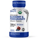 Nature's Fusions Nutri Organic Supplement 1300mg - with 800mg 10:1 Blueberry Extract & 500mg 10:1 Granaatappel Extract - USDA Organic - 60 Capsules