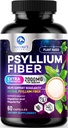 Psyllium Husk Powder 2000mg Per Serving - Soluble Fiber Supplement for Daily Digestive Health & Regularity Support, Natural Psyllium Powder Caps, Vegan Prebiotic, Non-GMO & Gluten-Free - 60 Capsules