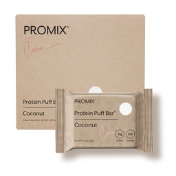 ProMix Nutrition Protein Puff Bars - Coconut - Marshmallow Crispy Treat - Great Proefing & Healthy On The Go Snack - High Protein & Low Calorie - Free From Gluten, Soy, & Corn - 12 Bars