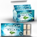 AshwaGum RELAX Gum by BetterGum, High Potency Supplement with KSM 66 Ashwagandha and Gaba, Supports Stress and Anxiety Relief, Cortisol Support, Alternative to Gummies, Sugar-Free, 10 Pieces - 6 Pack