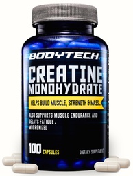 BODYTECH Creatine Monohydraat Capsules een gemicroniseerde een ondersteunt spierkracht, massa en endurance (100 capsules)