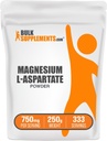 BulkSupplements.com Magnesium L-aspartaatpoeder - Hoge Absorptie Magnesium, Minerale Supplement - Glutenvrij, 750mg per Serving, 250g (8.8 oz) (Pack of 1)