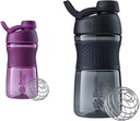 BlenderBattle 20-once zwarte en Plum Protein Shaker flessen met BlenderBall Wire Whisk