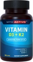 Vitamin D3 K2 Supplement 5000 IU & 200 mcg - High Absorption D3, Patented MK7 & MK4, Heart Health, Immune Support, 90 Vegetarian Capsules