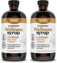 Norm's Farms Wellness Zwarte vlierbes Siroop met honing, kaneel en kruid - Made in USA, Natuurlijke Immune Support, Geen Alcohol of Fillers, Glutenvrij, Non-GMO, Veganist, Pure Vlierbes Siroop - 2PK 8 Oz
