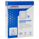 2" x 2" Dressing (1x1 Pad) AMERX Bordered Gauze - Adhesive Bandages - Water Resistant Barrier - Self Adhesive Border - Breathable, Hypoallergenic - 15 Pads Per Box