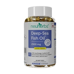 Neuherbs Deep Sea Fish Oil (60 Softgels) Omega 3-supplement Triple Strength 2500 Mg voor spier, gewrichten, hart & Cognitive ondersteuning 