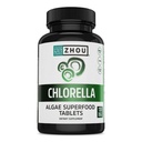 Zhou Chlorella Tablets - Chlorella Supplement, Chlorofyl Vitaminen, Pure Green Algen Superfood, Nutrient Rich Super Food Pillen, Gebroken Cell Wall - 120 Vegan tabletten