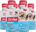 SlimFast Maaltijd vervanging Shake, Originele Cappuccino Delight, 10g klaar om eiwit te drinken voor gewichtsverlies, 11 Fl. Oz fles, 4 Tellen (verpakking van 3) (verpakking mei Vary)