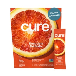 Cure Hydration - Electrolyte Drink Powder Blood Orange 14 Packets | Plant-Based Dehydration Relief Mix Made with Coconut Water, No Added Sugar, Vegan, Non-GMO, Gluten Free, FSA-HSA Eligible