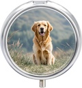 Ronde pil Box Golden Retriever Hond Gedrukt 3 Compartiment Kleine pil geval Portable Travel pil Container te houden Supplementen Vitaminen Visolie Medicatie
