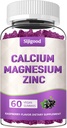 Calcium Magnesium Zinc Gummies with Vitamin C D3 K2, Calcium Gummies for Bone, Muscle, Calm & Zzz Support, High Absorption Formula with Magnesium Zinc Folate Potassium, Elderberry Flavored 60 Counts
