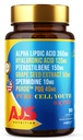 AJS Pure Cell Youth 6X PRO, 90 Capsules -PQQ 40mg, R-Lipoïnezuur 360mg, Natrium Hyaluronaat 120mg, Pterostilbene 150mg, Druivenzaadextract 50mg, Spermidine 10mg