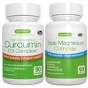 Triple Magnesium Complex + High Absorptie Curcumine C3 Complex, Vegan Bundle, High Absorptie Chelated Glycinate, Taurate & Citrate Magnesium + 300% Grotere Absorptie Curcuminoïden met Rapid Uptake,