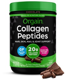 Orgain Gehydrolyseerde Collageen Peptides Powder for Women & Men, Chocolate, 20g Grass Fed Collageen - Hair, Skin, Nail, & Joint Support Supplement, Paleo & Keto, Non-GMO, Type I en III, 1lb