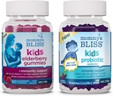 Mama's Bliss Kids Vlierbessen Gummies 60 Tellen (pakket van 1), en Kids Probiotic + Prebiotic Gummies 45 Tellen (pakket van 1), Ondersteuning Kinderen Immuniteit en gezonde spijsvertering