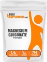 BulkSupplements.com Magnesium Gluconaatpoeder - Magnesiumsupplement, Essentiële Mineralen - Unflavored & Glutenvrij, 1,4g per portie, 1kg (2,2 lbs) (verpakking van 1)