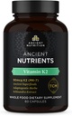 Ancient Nutrition Vitamin K2 Supplement, K2-90mcg K2, Adaptogenic Herbs, Enzyme geactiveerd, ondersteunt cardiovasculaire functie, Paleo & Keto vriendelijk, 60 capsules