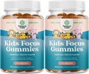 Kids Focus Gummies - Nootropics Brain Support Supplement voor kinderen met groene thee extract, B6 & B12 Vitaminen voor geheugen en hersenfocus - Kruidenconcentratie Kauwen voor kinderen - 90 Tel - 2 Pack