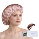 100% Mulberry Silk Bonnet voor Slapende Vrouwen Lang Haar -Dubbele Laag Slaapmuts -Zilk Slaap Bonnet met Elastische Stay On Head (Roze, Groot)