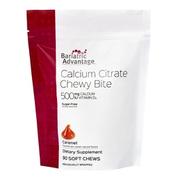 Bariatrische Voordeel Calcium citraat Chewy Bites 500 mg - Zeer Absorbeerbaar & Digestable - Vitamine D3 - Makkelijk Kauwbare Calcium Supplement - Caramel smaak - 90 Tel.