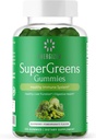 Green Superfood Gummies Plus - Ondersteunt gezonde lever, spijsverterings- en immuunsysteem - Veganistisch, niet-GMO, Glutenvrije - Raspberry & granaatappel smaak - 120 Tel.