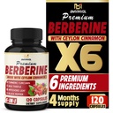 BMVINVOL 6in1 Berberine supplement met Ceylon kaneel, Tumerische wortel, melkdistel, Artichoke, Black Pepper -120 capsules voor 4 maanden levering