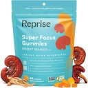 Focus Gummies for Adults | American & Korean Ginseng with Reishi Mushroom extracts | All Natural Gummies for Focus, Mood, and Energy | Mango Flavored | 45 Count