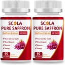 SCOLA Saffron Supplementen, Pure 88.5mg Saffron Extract voor vrouwen en mannen, Boost Energy, Gezamenlijke Supplementen, Vegan, Non-GMO, 120 Capsules