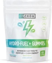Zhou Nutrition Hydro-Fuel+ Gummies - Electrolyte Gummies for Hydration, Advanced Chews with Electrolytes Complex and 75 mg Caffeine for Clean Energy, Hydrating Supplement - 60 Vegan Chews