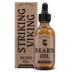 Opvallende Viking Sandalwood Baard Olie voor mannen - 2 Fl Oz, Sandalwood Scent - Natural Hydrating & Softening Baard Care met Argan, Jojoba, Amandel & Tea Tree - Niet-Gratis, Snel-Absorbing Formule