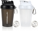 2 Pack Shaker flessen voor eiwitmixen, 17 oz kleine Protein Shaker fles met handvat, Gym Shaker Cups met Blending Ball voor pre-workout, BPA-Free & Dishwasher Safe(Zwart, wit)