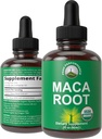 Maca Root Liquid Drops. USDA Biologische Vegan Extract Supplement voor vrouwen en mannen. Hoge biologische beschikbaarheid Supplementen. Maca For Energy, Endurance, and Mood Support. Zero Sugar, Glutenvrij, Geen capsules