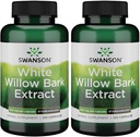Swanson White Willow Bark Extract - Promotes Joint Support and Muscle Relief - Standardized to 15% Salicin - Natural Supplement with No Stomach Irritation - (120 Capsules, 500mg Each) (2 Pack)