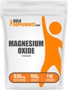 BulkSupplements.com Magnesiumoxidepoeder - Magnesiumoxidesupplement, mineraalsupplement - Voedingskwaliteit & glutenvrij, 835mg per portie, 100g (3.5 oz) (verpakking van 1)