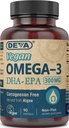 DEVA Vegan Omega-3 DHA-EPA 300MG geen carrageenan, niet-visolie afgeleid van algen, niet-GMO, 90 geleivrije softgels