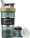 BlenderButtle Shaker Bottle met pil Organizer en opslag voor eiwitpoeder, Classic V2 ProStak System, 22-Ounce, Tan