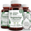 Natural Nutra RegenerAge Complete Supplement voor de gezondheid van de huid met eiwit Peptiden, Verminder Stretch Marks, Bijdragen aan de algehele gezondheid, Vitamine C, Grape Seed Red Wine Extract, Glutenvrij, 90 Capsules.