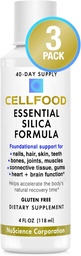 Cellfood Essential Silica Anti-Aging Formula - 4 fl oz, 3 Pack - Ondersteunt gezonde botten, gewrichten, haren, huid, nagels, tanden & Gums - Gemakkelijk te absorberen - Gluten & thaminase Free, Non-GMO - 120-dagen aanbod